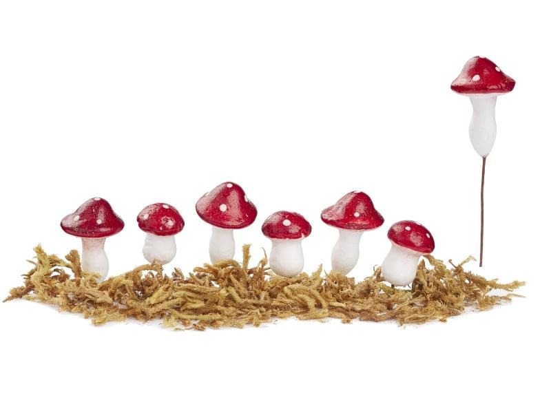 HobbyFun Mini-Figur Fliegenpilz mit Moos, 2 - 3 cm