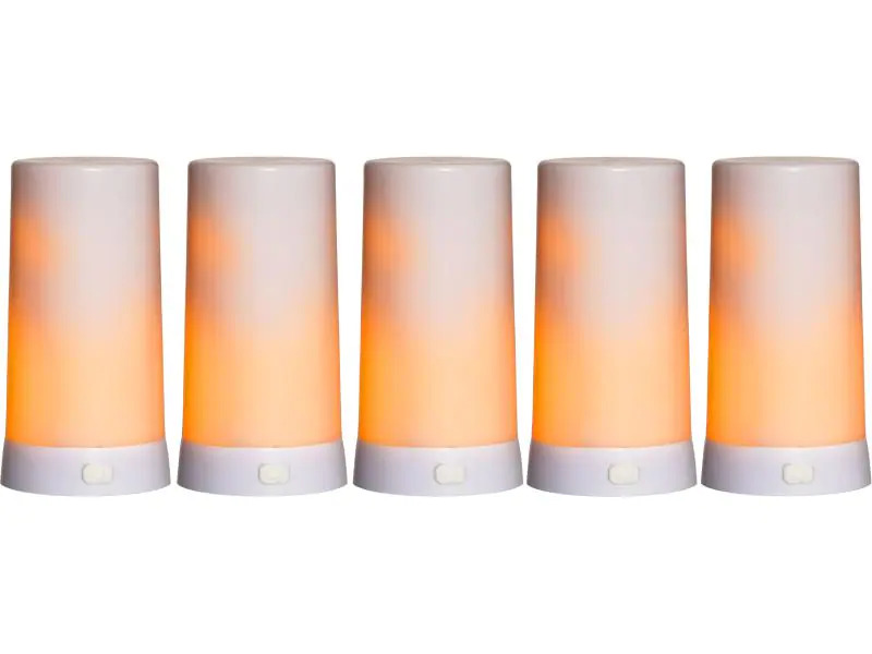 Star Trading LED-Kerzen Set Candle Diner Ø6.8 x 13 cm, Weiss, 5 Stk