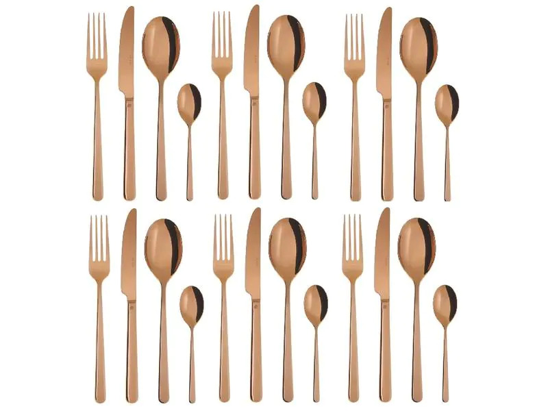 Sambonet Besteck-Set Linear PVD 24-teilig, Kupfer