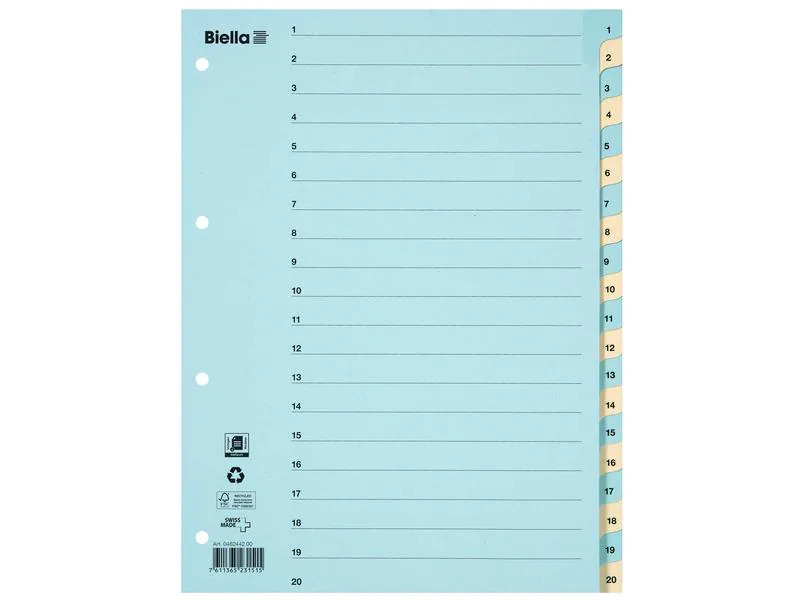 Biella Register A4 1 - 20 Karton