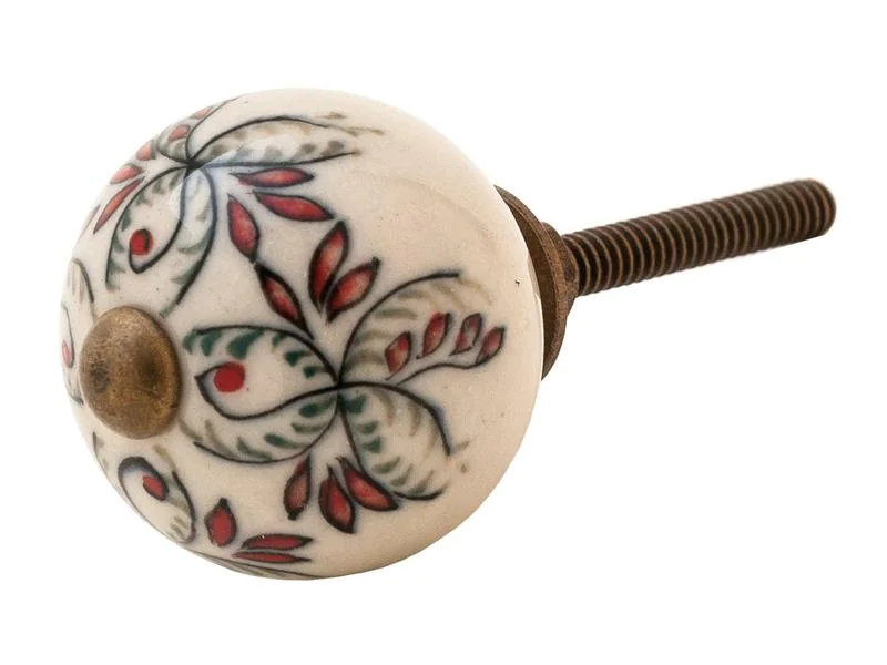 Tranquillo Möbelgriff handgemacht, Ø 3 cm, Weiss/Messing