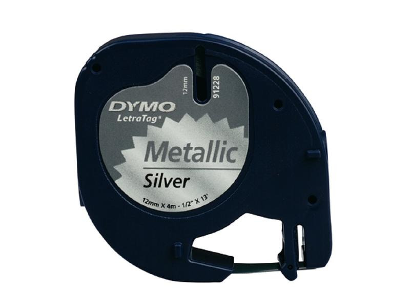 DYMO Beschriftungsband LetraTag Schwarz auf Silber