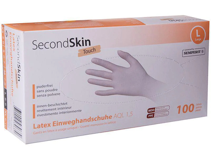 SecondSkin Einweghandschuh Latex Touch S, Beige, 100 Paar