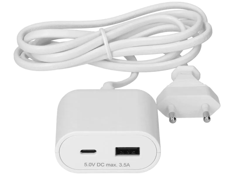 Max Hauri USB A+C-Verlängerung mit Zuleitung 1.5 m Weiss