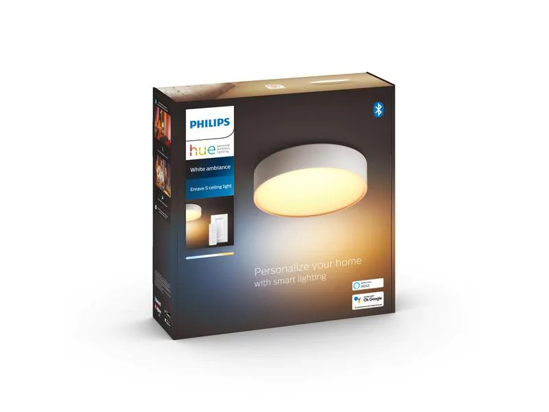 Philips Hue White Ambiance Enrave Deckenleuchte S Weiss + Dimmer