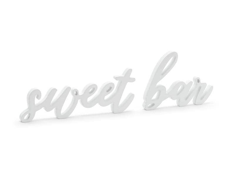 Partydeco Hochzeitsaccessoire Holzschrift Sweet Bar 37 x 10 cm, Weiss