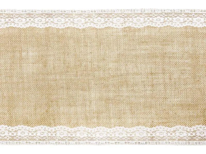Partydeco Tischläufer Jute mit Spitze 28 cm x 2.75 m, 1 Stück, Braun