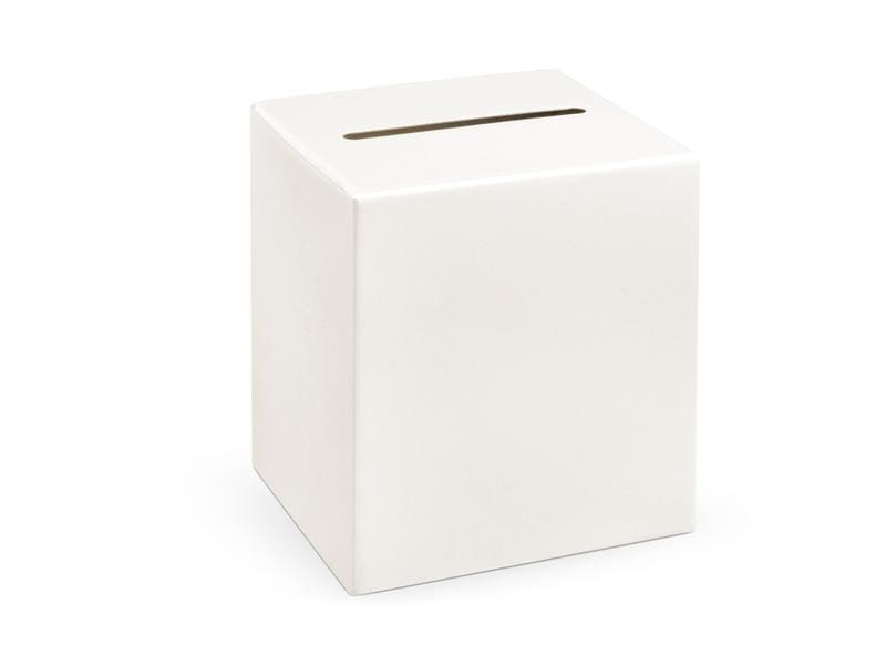Partydeco Hochzeitsaccessoire Kartenbox Uni 24 x 24 x 24 cm, Weiss