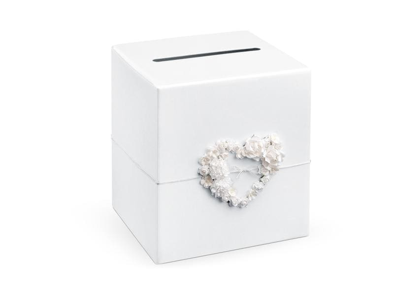 Partydeco Hochzeitsaccessoire Kartenbox 24 x 24 x 24 cm, Weiss