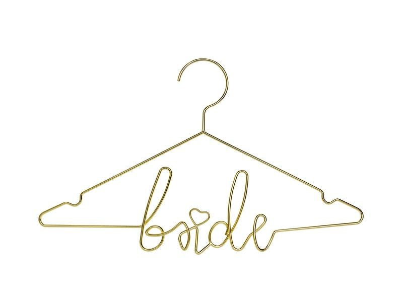Partydeco Hochzeitsaccessoire Kleiderbügel Bride 45 x 27 cm, Gold