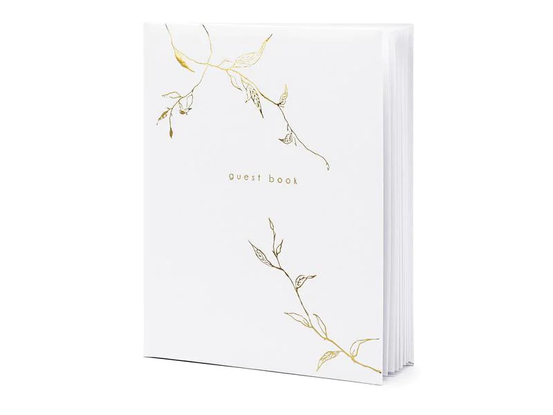 Partydeco Gästebuch Guest Book 20 x 24.5 cm, Gold/Weiss