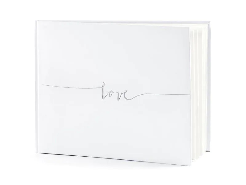Partydeco Gästebuch Love 24 x 18.5 cm, Weiss/Silber