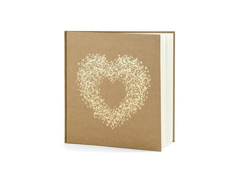 Partydeco Gästebuch Herz 20.5 x 20.5 cm, Braun/Gold