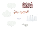 Partydeco Hochzeitsaccessoire Auto Dekoration Set Rrosegold/Weiss