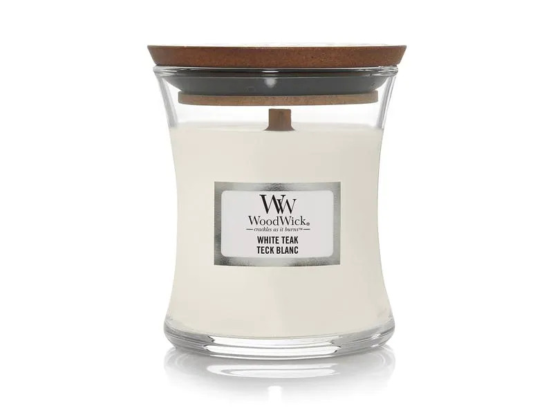 Woodwick Duftkerze White Teak medium Jar