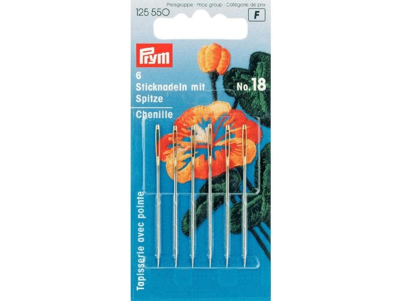 Prym Sticknadel Nr. 18 mit Spitze, 6 Stück