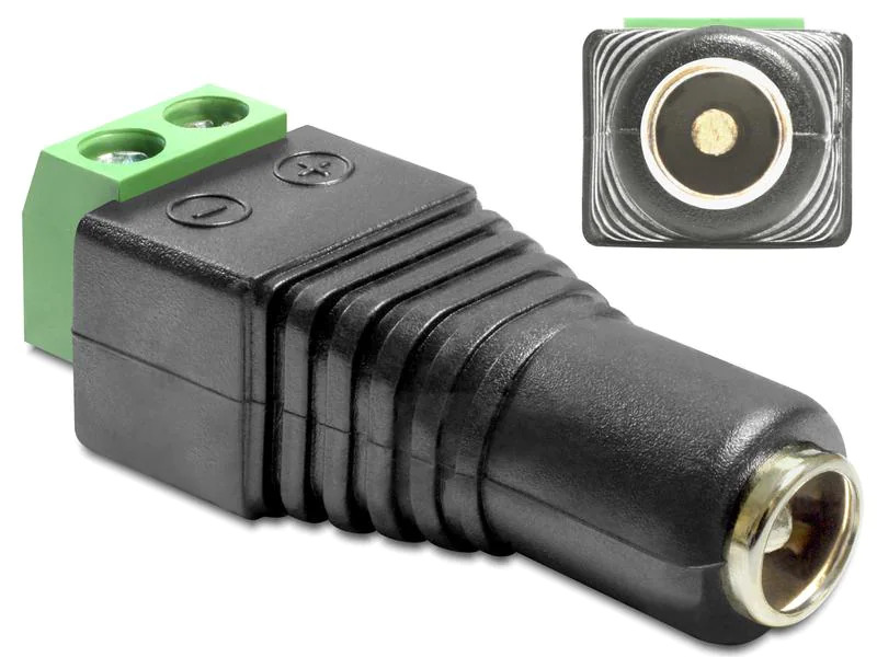 Delock Hohlstecker DC 5.5 x 2.5 mm Buchse &gt; Terminalblock 2 Pin