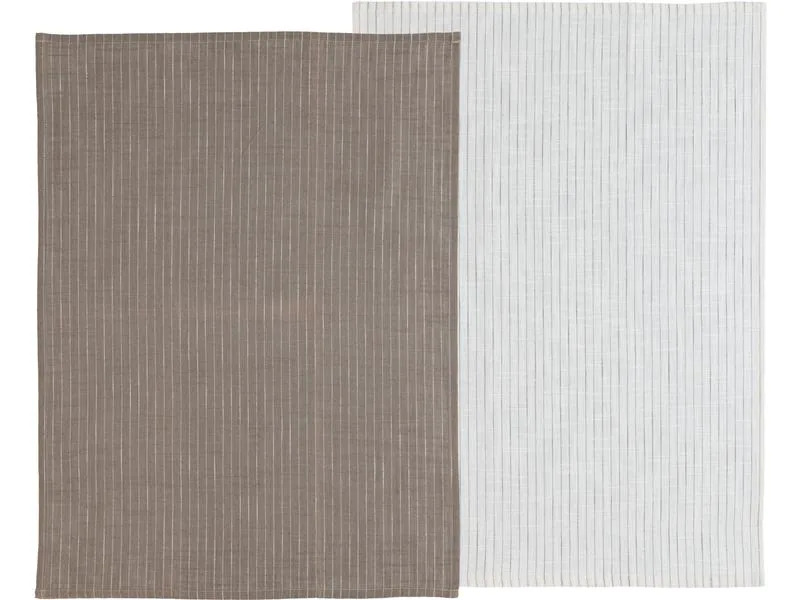 Södahl Geschirrtuch-Set Chambray Soft 2 Stück, Taupe/Weiss