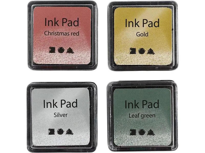Creativ Company Stempelkissen Ink Pad Gold, Grün, Rot, Silber