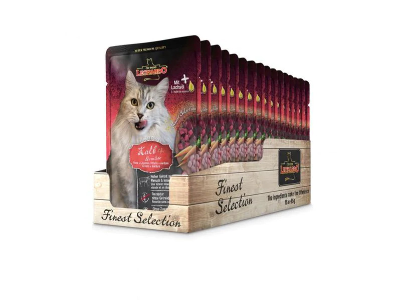 Leonardo Cat Food Nassfutter Kalb &amp; Gemüse, 16 x 85 g