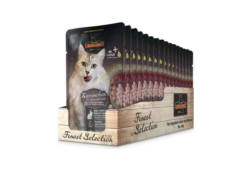 Leonardo Cat Food Nassfutter Kaninchen&amp;Cranberries, 16 x 85 g