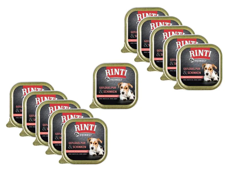 Rinti Nassfutter Feinest Geflügel Pur &amp; Schinken, 11 x 150 g