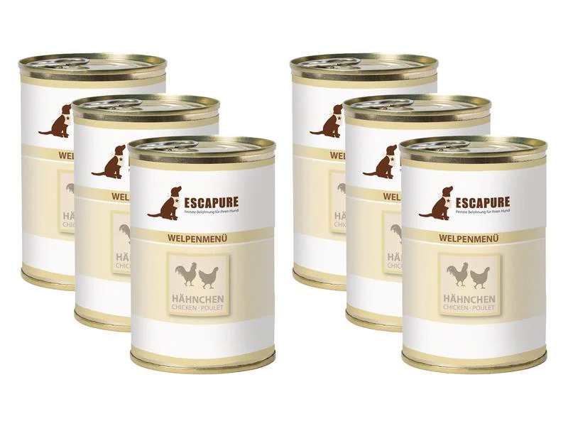 Escapure Nassfutter Welpen Hähnchen, 6 x 400 g