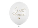 Partydeco Luftballon Just Married Weiss/Gold Ø 30 cm, 6 Stück