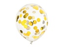 Partydeco Konfetti Luftballon rund Ø 30 cm, Transparent/Gold
