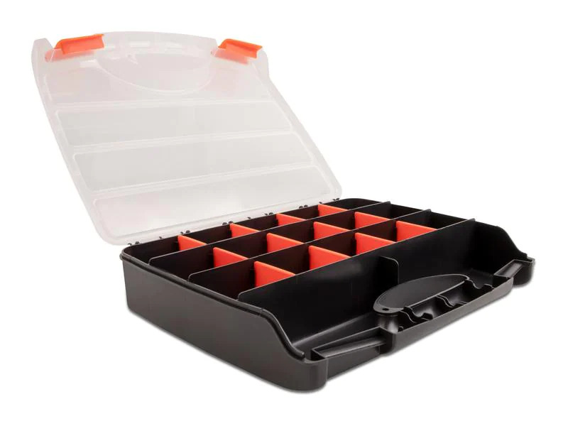 Delock Sortimentskasten Orange / Schwarz 17 Fächer