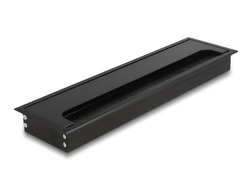 Delock Einbaurahmen für Tisch mit Bürste 300x80x28mm, Schwarz