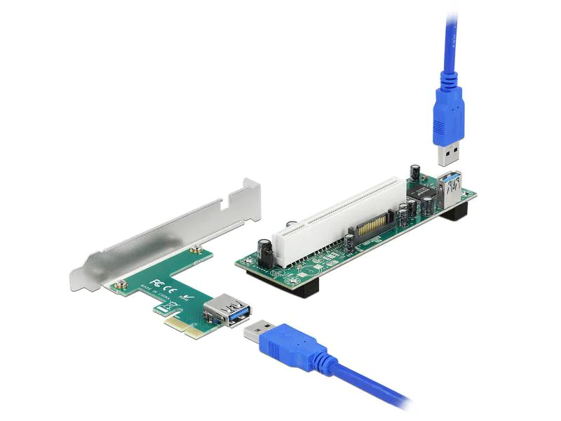 Delock PCI-E Riser Karte x1 zu 1 x PCI 32 Bit Slot mit 60 cm Kabel