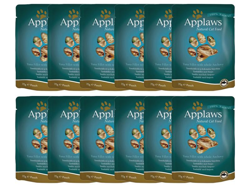 Applaws Nassfutter Pouch Thunfisch &amp; Sardellen, 12 x 70 g