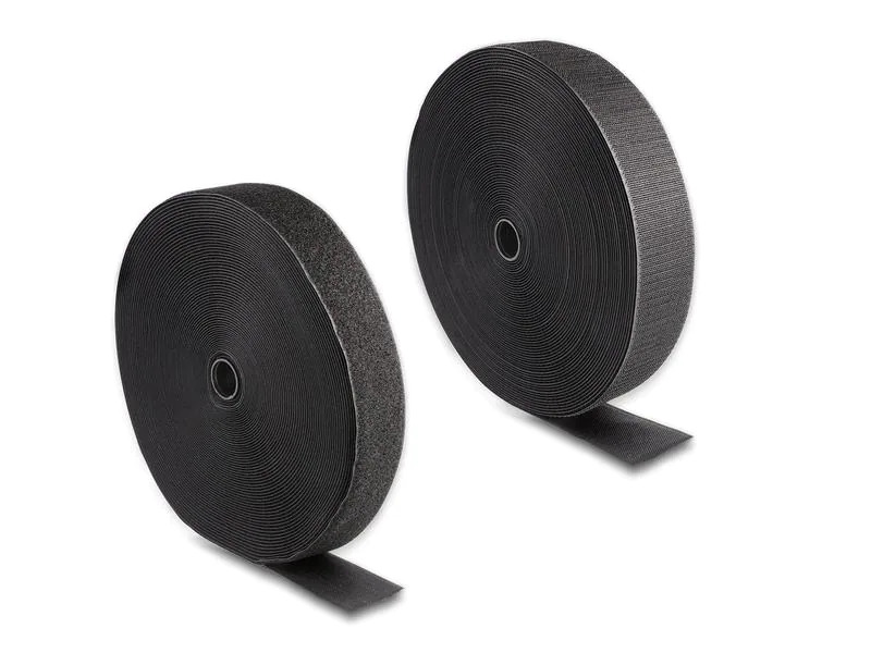 Delock Klettband 25m x 50mm Strapazierfähig Schwarz