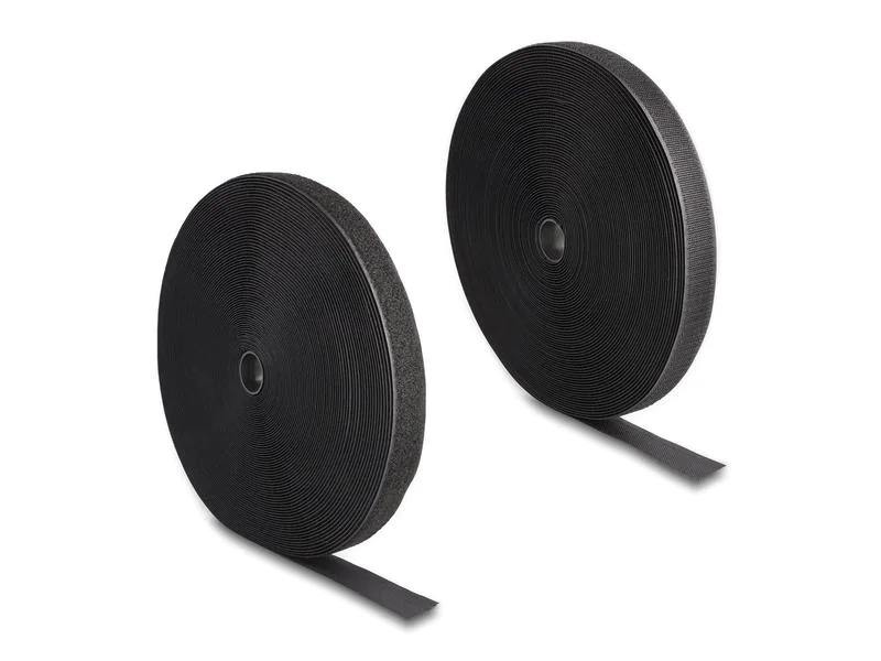 Delock Klettband 25m x 25mm Strapazierfähig Schwarz