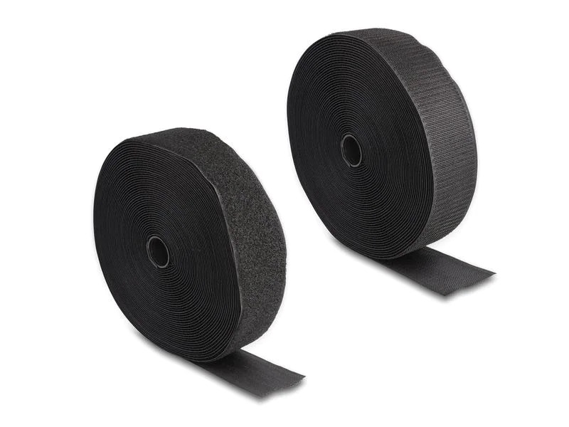 Delock Klettband 15m x 50mm Strapazierfähig Schwarz
