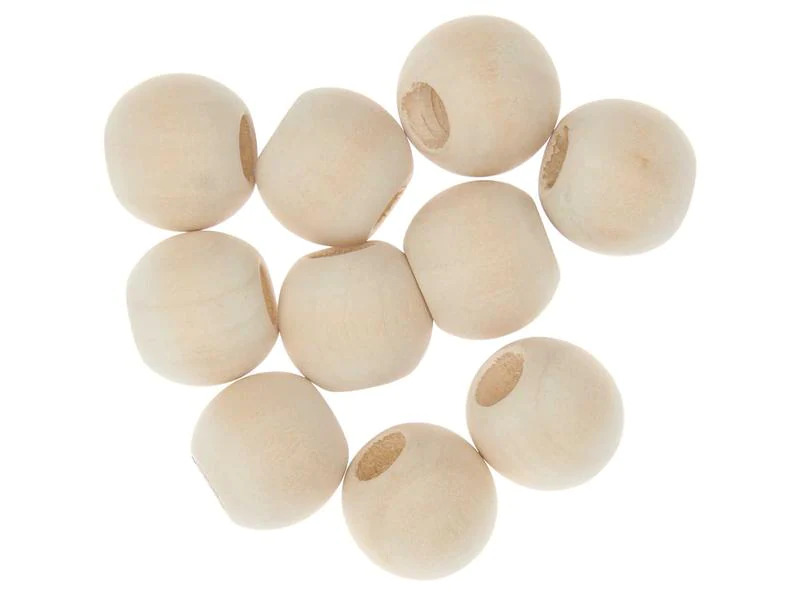 Rico Design Holzperlen Makramee Nature, 10 Stück