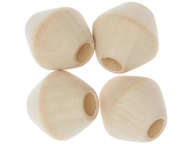 Rico Design Holzperlen Makramee Nature, 4 Stück