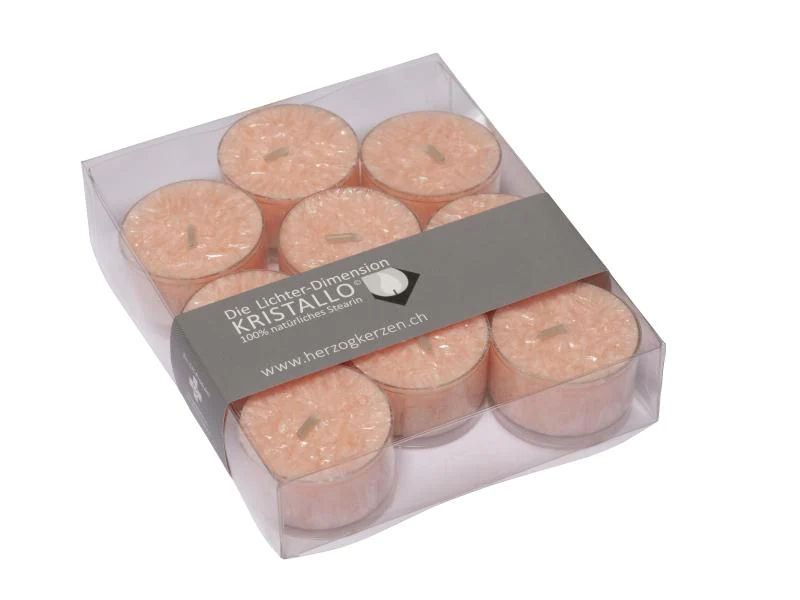 Herzog Kerzen AG Teelichter Kristallo Ø 4 cm 9 Stück, Lachs
