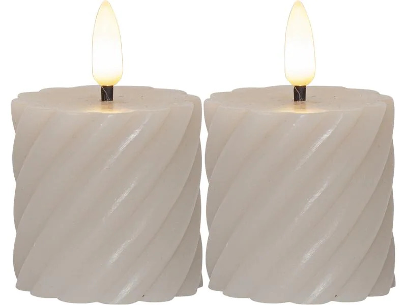 Star Trading LED-Kerzen Set Flamme Swirl, Ø 5 x 7.5 cm, Beige, 2 Stk