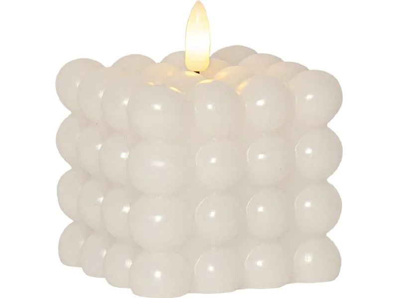 Star Trading LED-Kerze Flamme Dot, 7.5 x 7.5 x 9.5 cm, Weiss