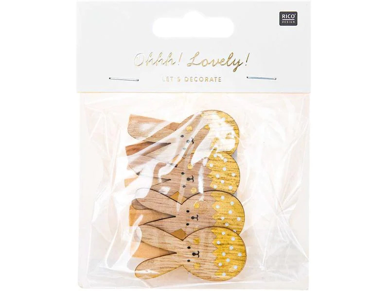 Rico Design Dekoklammer Osterhase 4 Stück, Gold