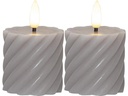 Star Trading LED-Kerzen Set Flamme Swirl, Ø 5 x 7.5 cm, Grau, 2 Stk