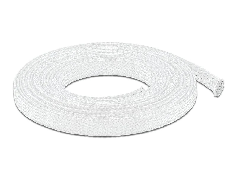 Delock Geflechtschlauch dehnbar 10 m x 12 mm Weiss