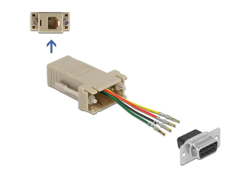 Delock Adapter D-Sub 9-Pin zu RJ11/RJ14 6P/4C, Montagesatz 0.052 m