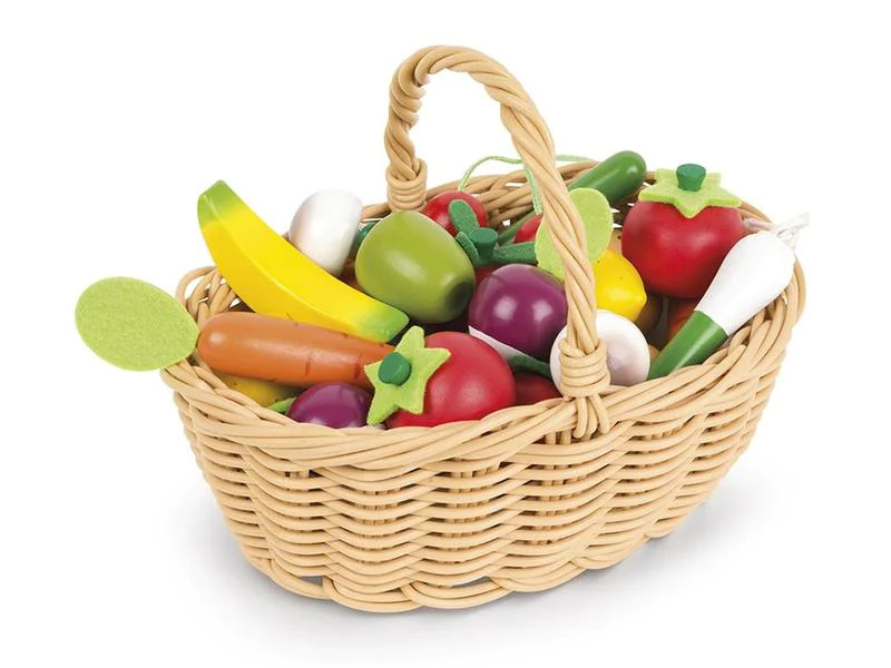 Janod Spiel-Lebensmittel Obst- und Gemüsekorb 24-teilig
