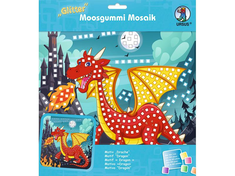 URSUS Moosgummi-Set Glitter Drache, Mehrfarbig