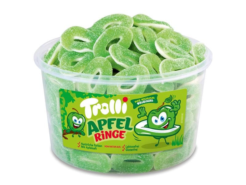 Trolli Gummibonbons Saure Apfelringe Dose 1.2 kg