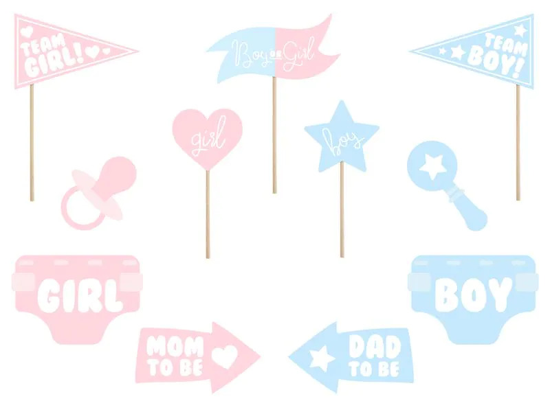 Partydeco Partyaccessoire Gender reveal party 11-teilig, Blau/Rosa