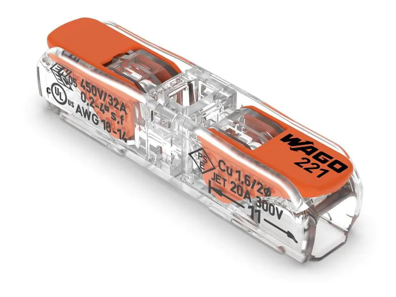 WAGO Durchgangsklemme mit Hebel, 0.2 - 4 mm², 2-fach, 60 Stück